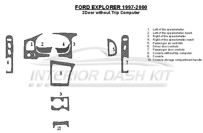 Ford Explorer 1997 2001 Dash Trim Kit Full Kit 2 Doors Without Trip Computer 10 Pcs