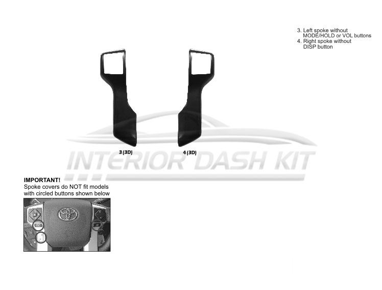 Toyota Tundra 2014-2018 Steering Wheel Spoke Cover (Upgrade Kit, 4 DR