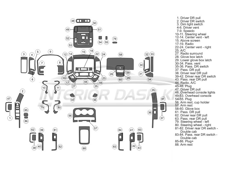 Chevrolet Silverado New Body 2014 2018 Dash Trim Kit Full Kit 2 4 Dr Fits All Models With Bench Seats 69 Pcs