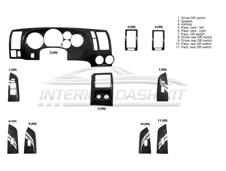 Toyota Tundra 2011-2013 Molded Dash Kit (Medium Kit, 4DR, Fits All