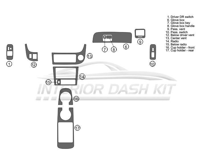 Toyota Sienna 2001-2003 Dash Trim Kit (Basic Kit, 3DR, 12 Pcs